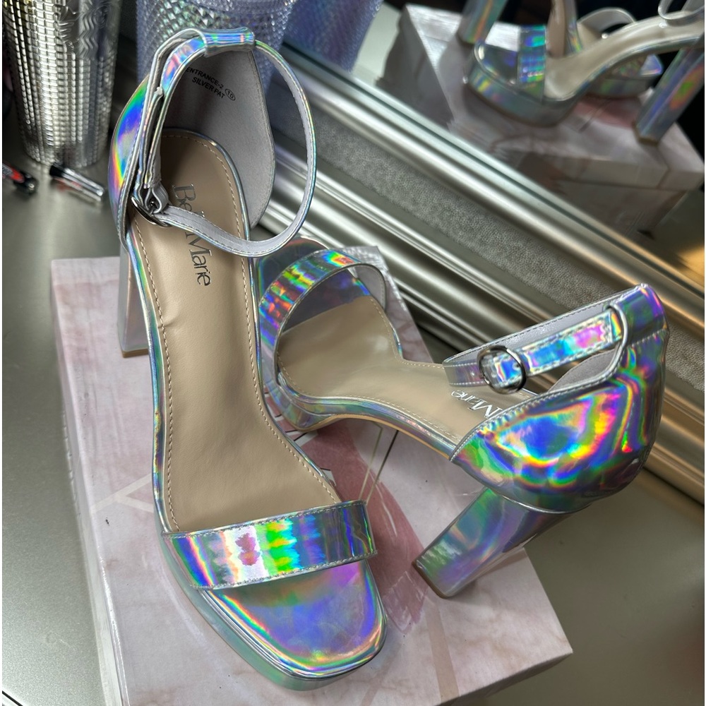 Silver Holographic Platform Heels - Picture 4 of 7